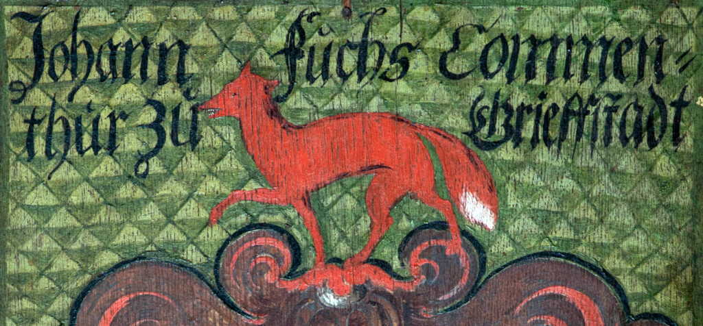 Marburg, Elisabethkirche, Ausschnitt aus dem Aufschwörschild des Johann Fuchs, 1615 (Akademie der Wissenschaften und der Literatur Mainz, Foto: Astrid Garth)